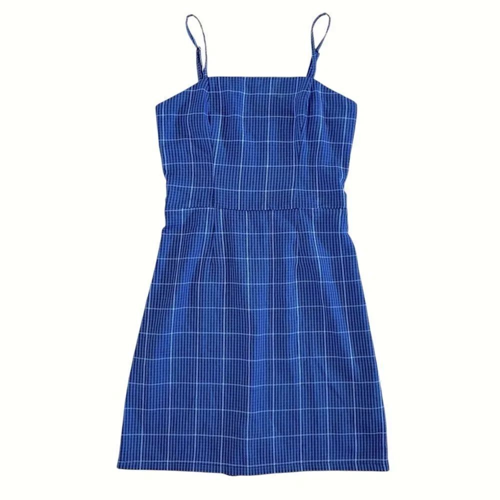 Aeropostale Blue Plaid Sleeveless Mini Dress